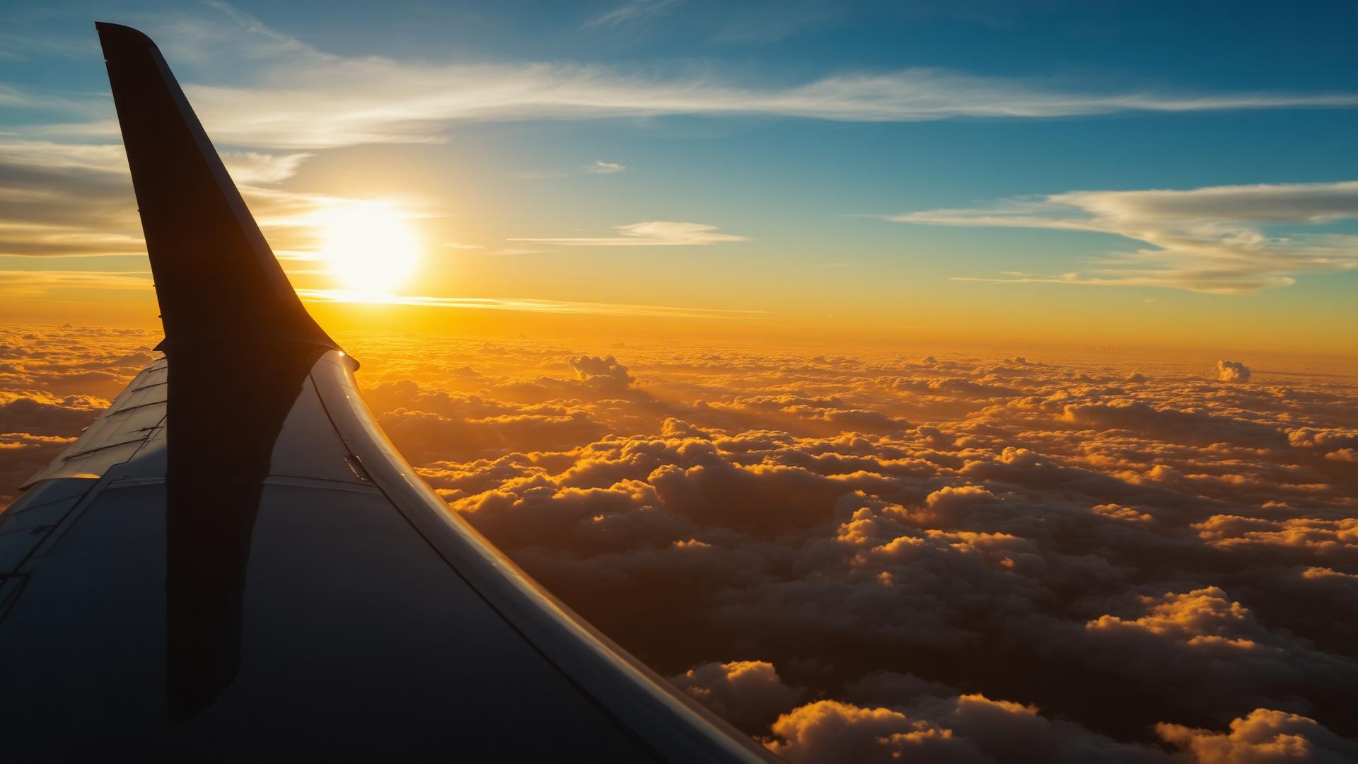 Aircraft wing above the clouds